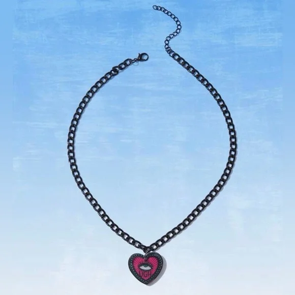 UGH Eyeroll Sarcasm Whatever 90s Eye Providence Ra Sun Rays Kawaii Punk Necklace - Picture 4 of 9